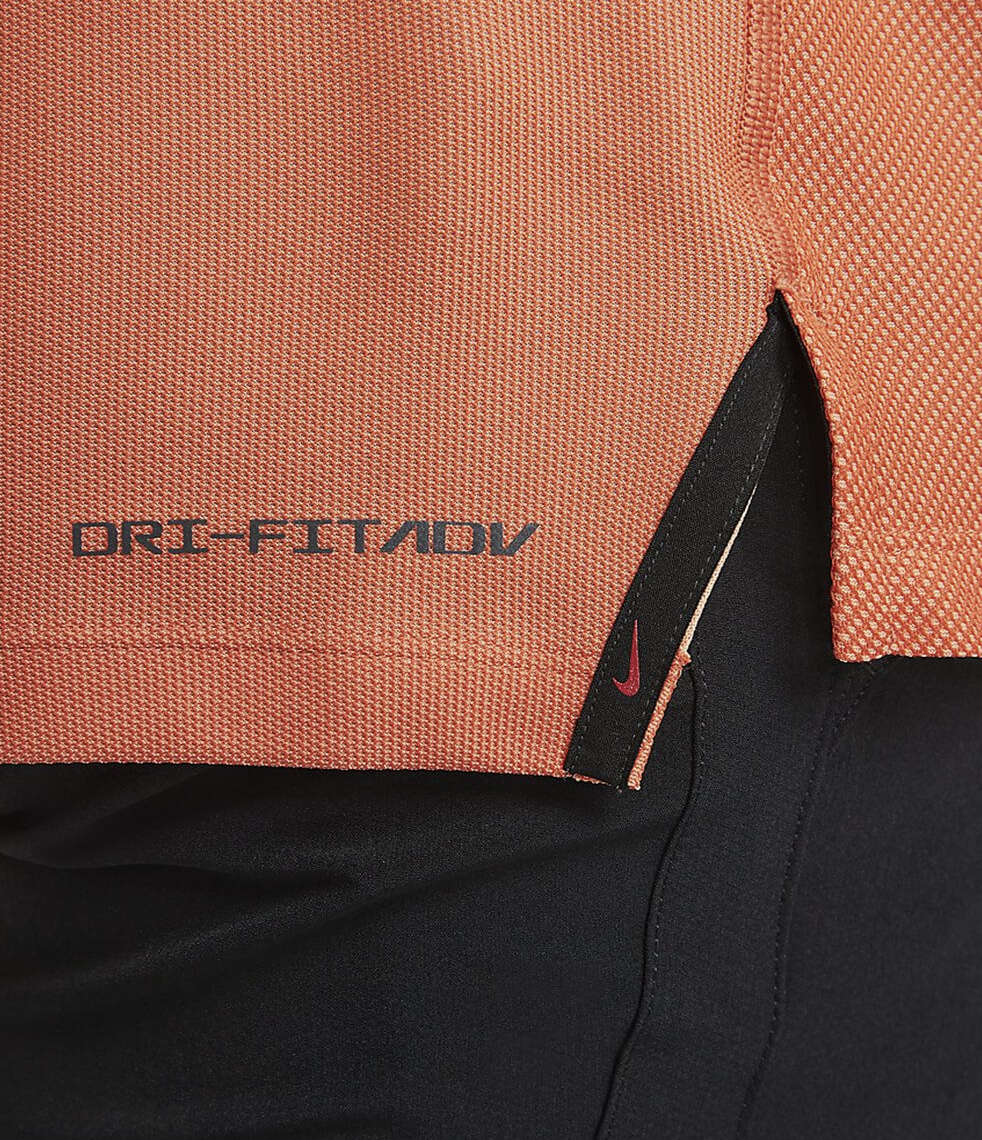 ***GOLF*** TIGER WOODS Collection Nike Mens Dri-Fit ADV Golf Polo - Crimson Bliss /Turf Orange/Black