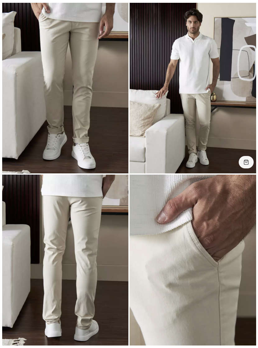 MAX DUBAI Skinny Fit Chinos (Cream/Oatmeal)