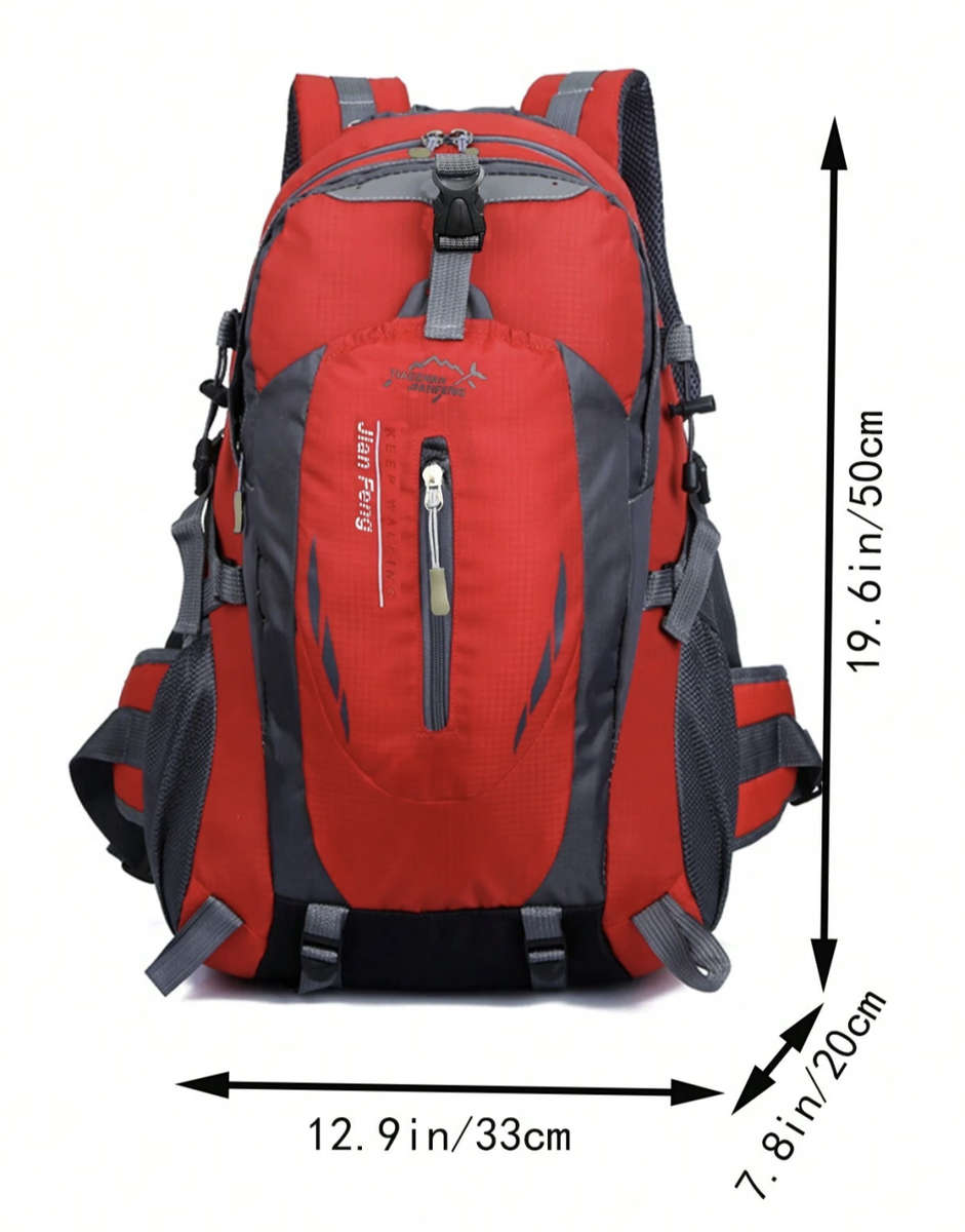 40L Unisex Water Resistant Travel / Hiking Backpack (Red)