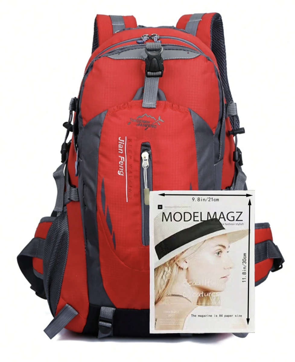 40L Unisex Water Resistant Travel / Hiking Backpack (Red)