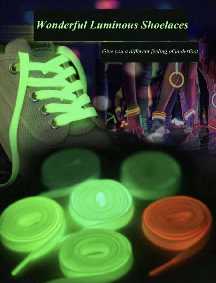 White Glow-in-the-Dark Shoe Laces