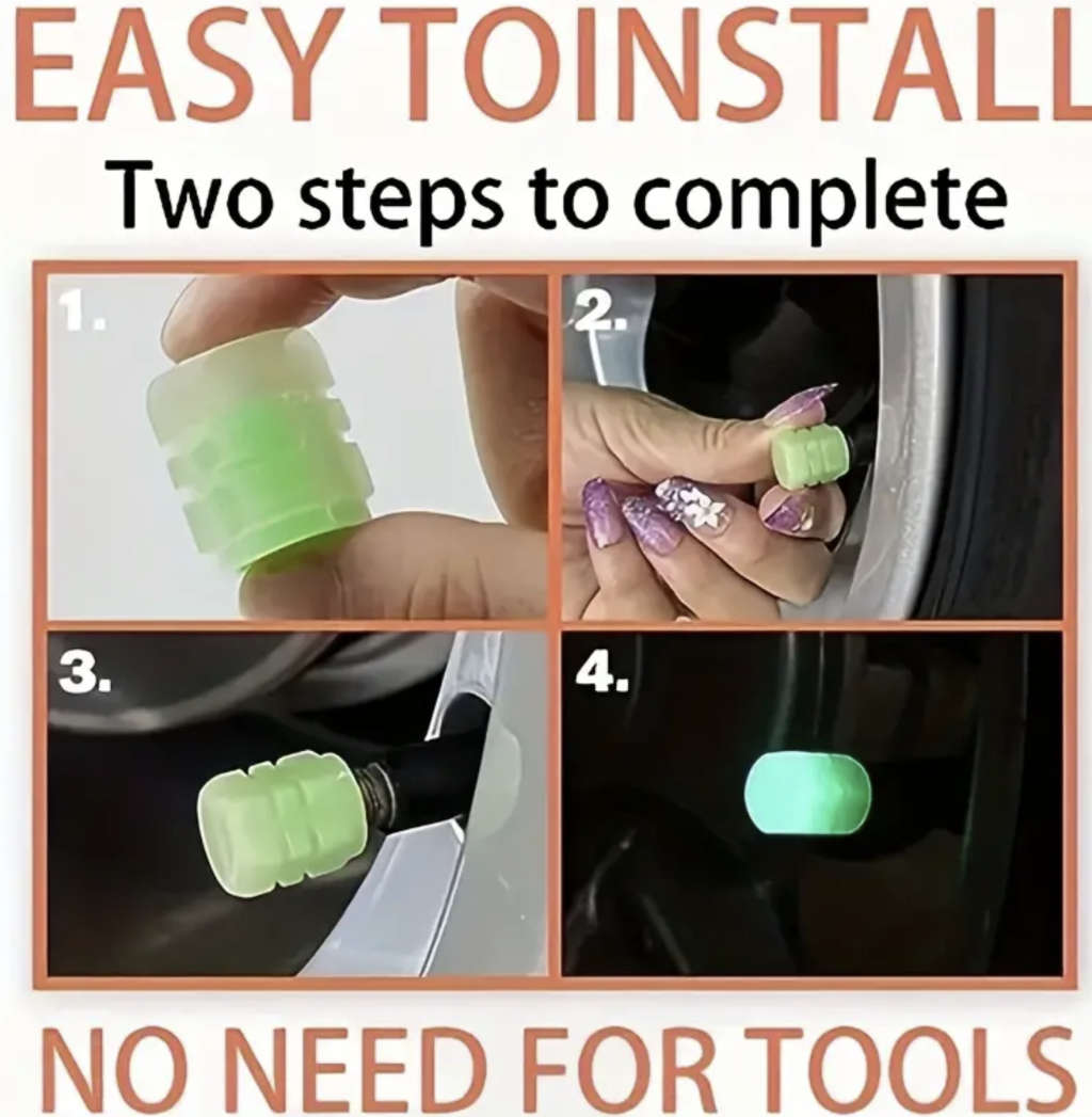 Star Orange Glow-in-the-Dark Tyre Valve Cap