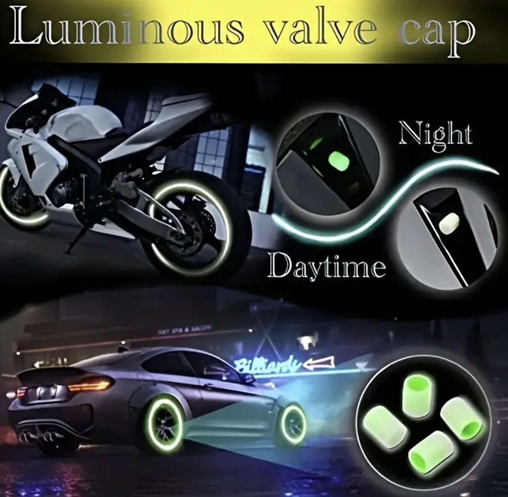 Sun Red Glow-in-the-Dark Tyre Valve Cap