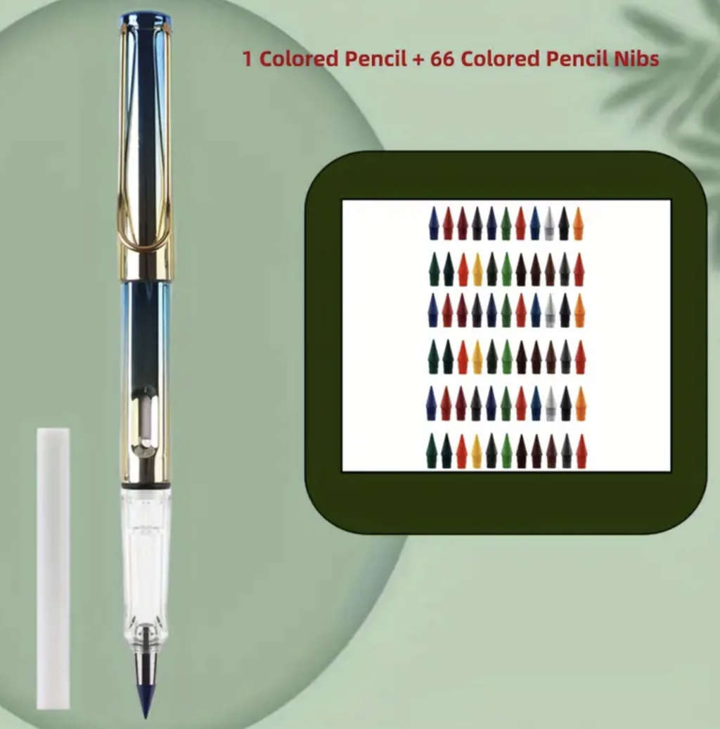 67-Piece Metallic Eternal Pencil Set (Blue Metalic)