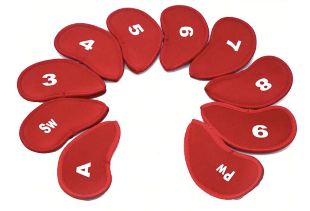 10pcs Golf Club Iron Head Covers (Red)
