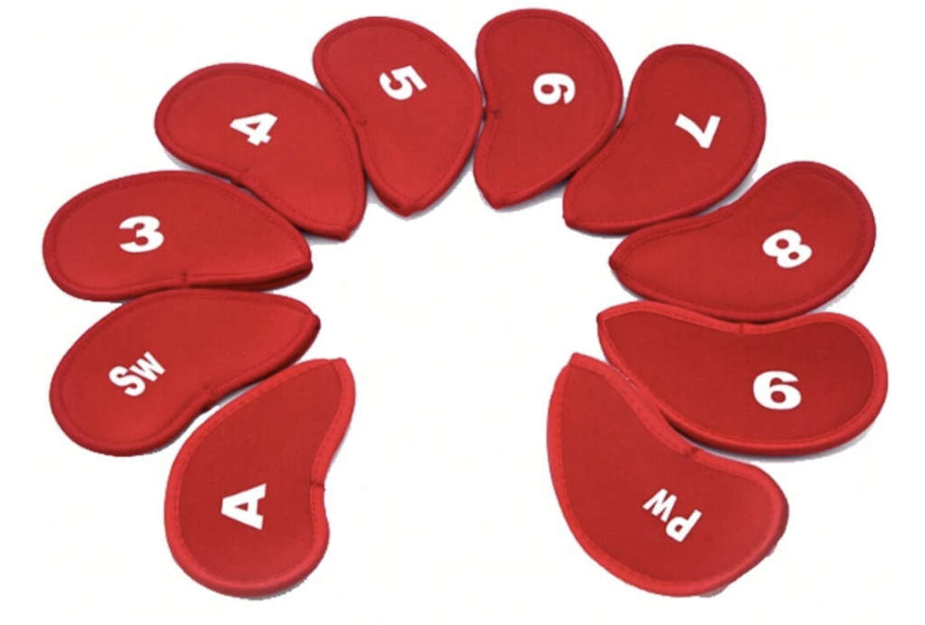 10pcs Golf Club Iron Head Covers (Red)