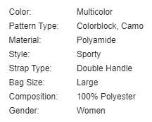 Multi-purpose Lightweight CAMO Duffle Bag