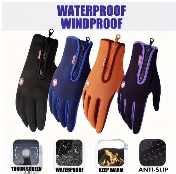 Waterproof Touchscreen Gloves (Black) Size - Small