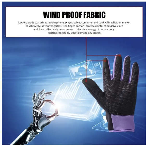 Waterproof Touchscreen Gloves (Black) Size - Small