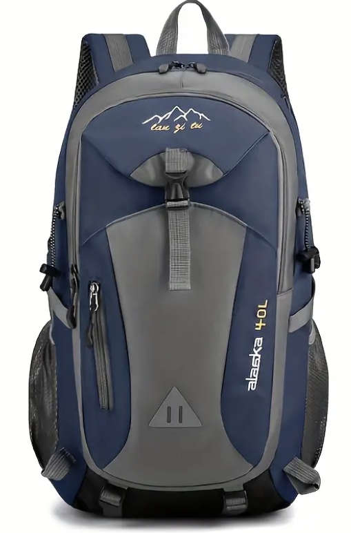 40L Unisex Water Resistant Travel / Hiking Backpack (Dark Blue)