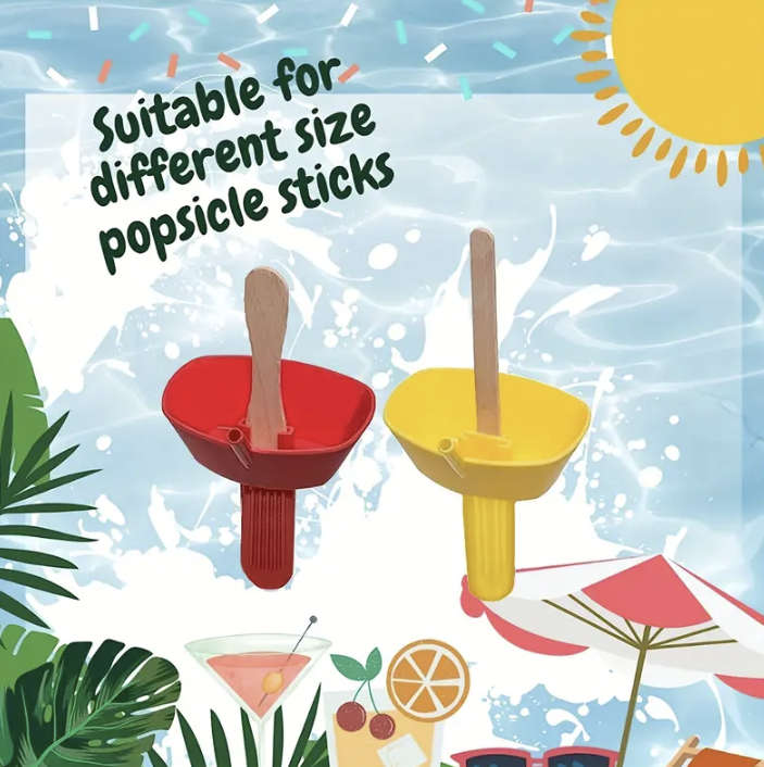No Drip Popsicle / Ice Cream Stick Holder with Straw (YELLOW)