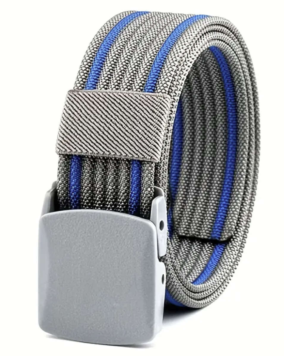 ***GOLF*** Nylon Woven Silver Grey with Blue Stripe Belt - 120cm