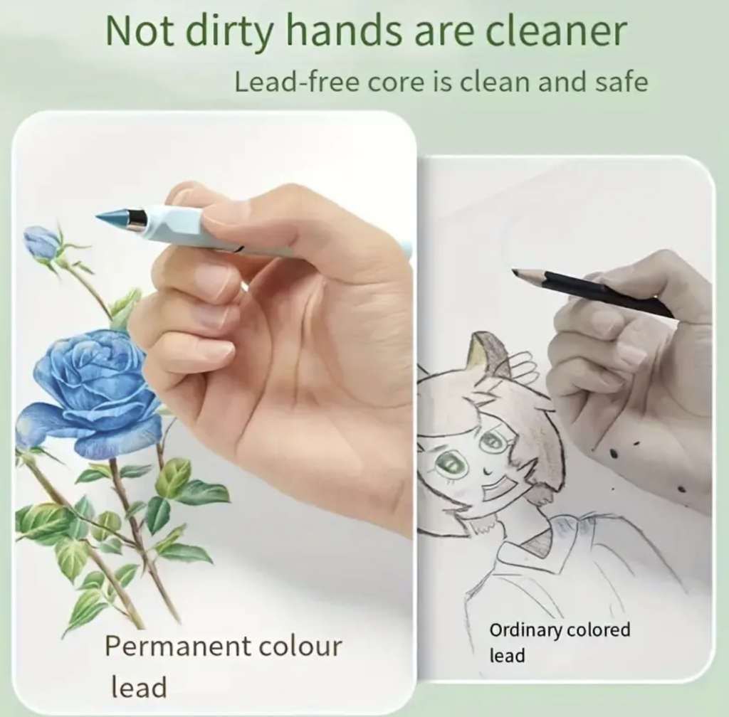 Eternity Pencil (Black Pencil + 36 coloured Lead tips) - Never needs sharpening!!!