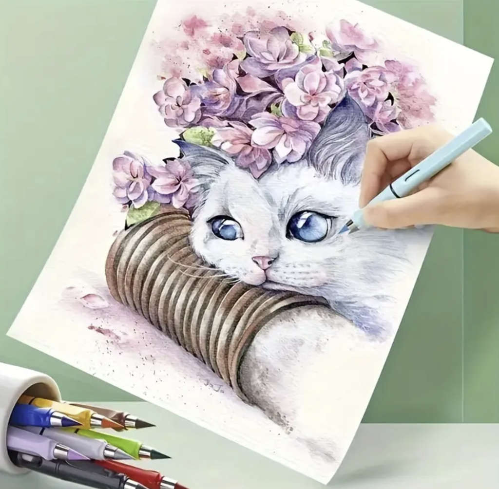 Eternity Pencil (Black Pencil + 36 coloured Lead tips) - Never needs sharpening!!!