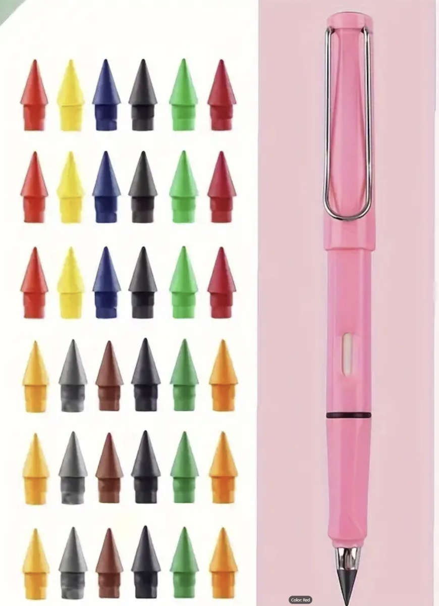 Eternity Pencil (Black Pencil + 36 coloured Lead tips) - Never needs sharpening!!!