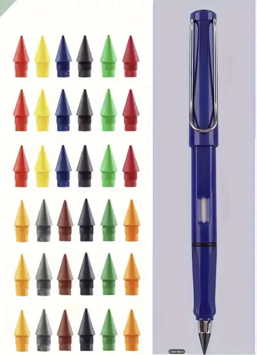 Eternity Pencil (Black Pencil + 36 coloured Lead tips) - Never needs sharpening!!!
