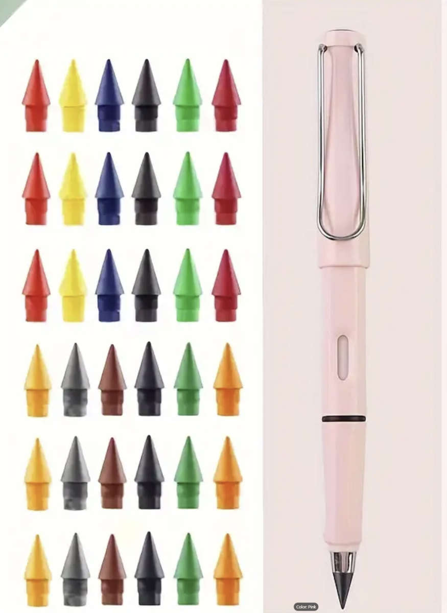 Eternity Pencil (Black Pencil + 36 coloured Lead tips) - Never needs sharpening!!!