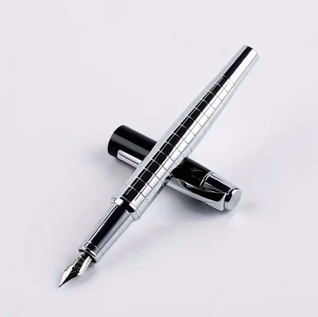 Luxury Silver Fountain Pen with Iridium 0.5mm Nib