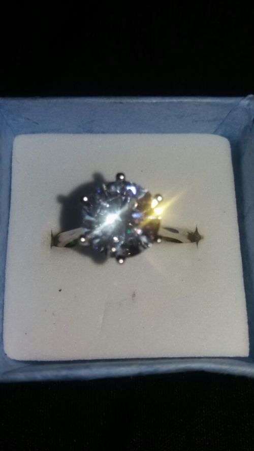 real 925 silver cz diamond engagement ring