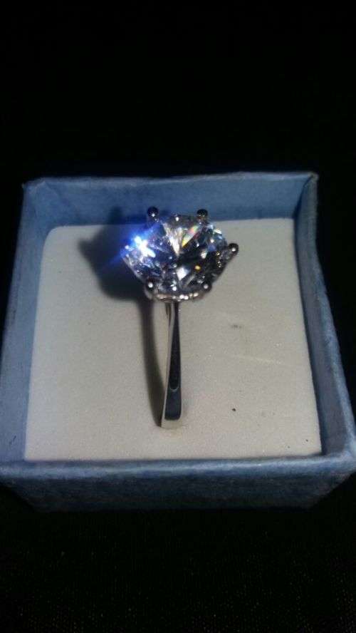 real 925 silver cz diamond engagement ring