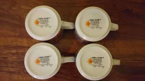 Rare Retro 1980`s China Pearl Stoneware Coffee Cups