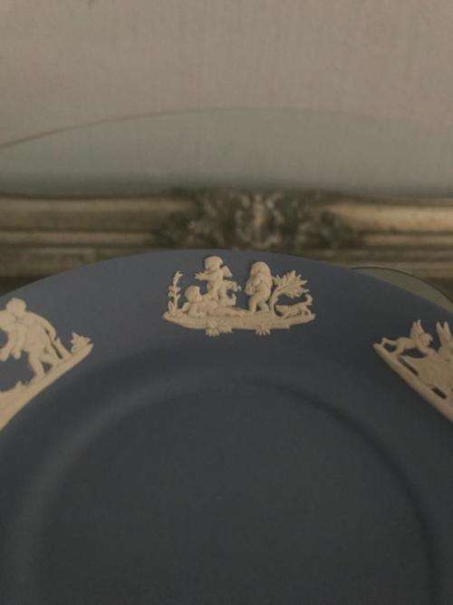 WEDGWOOD RARE DEMITASSE CUP AND SAUCER `CLASSIC FIGURES` RELIEF