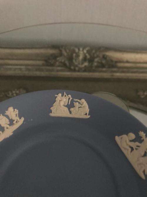 WEDGWOOD RARE DEMITASSE CUP AND SAUCER `CLASSIC FIGURES` RELIEF