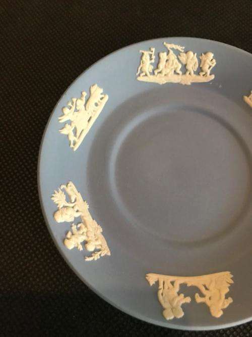 WEDGWOOD RARE DEMITASSE CUP AND SAUCER `CLASSIC FIGURES` RELIEF