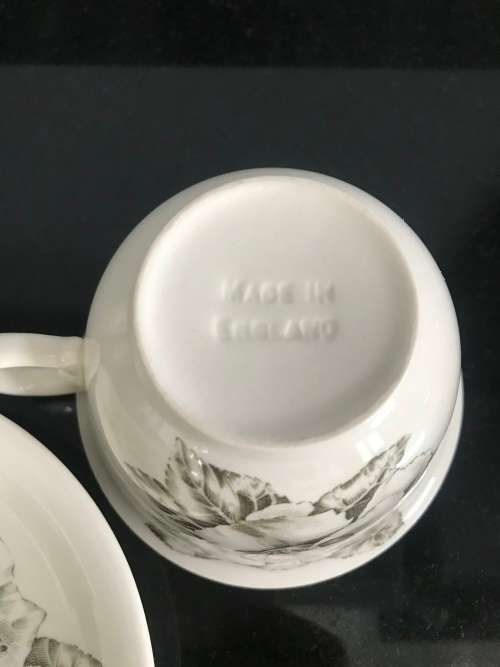A GENUINE HAND ENGRAVED `CAMELLIA` CUP AND SAUCER - JOHNSON BROS - MADE IN ENGLAND BE