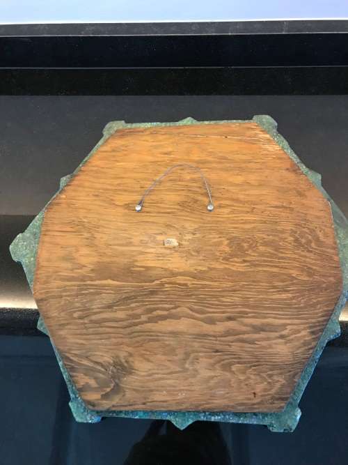 RARE FIND!!!!VINTAGE OCTAGON MEXICAN MALACHITE RESIN WALL PLAQUE AZTEC CALENDAR CIRCA 1960s-1970s