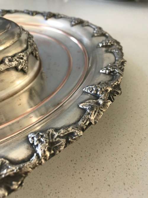 VINTAGE!! SERANCO-SP.ONC LARGE SNACK PLATTER WITH CHEESE DISH - MAGNIFICENT DETAILED!!!