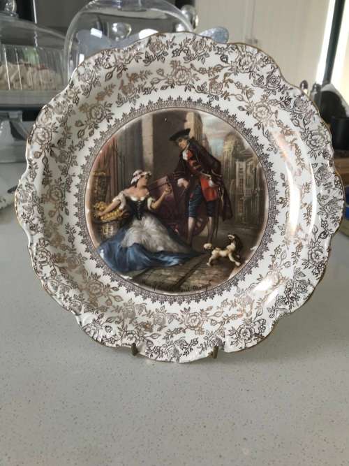 OLD FOLEY JAMES KENT LTD STAFFORDSHIRE MADE IN ENLAND NR 5224 WALL PLATE QUES OF LONDON SWEET ORANGE