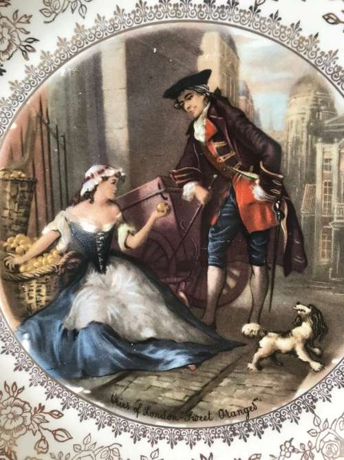 OLD FOLEY JAMES KENT LTD STAFFORDSHIRE MADE IN ENLAND NR 5224 WALL PLATE QUES OF LONDON SWEET ORANGE