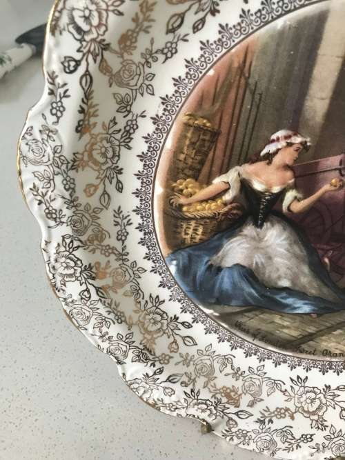 OLD FOLEY JAMES KENT LTD STAFFORDSHIRE MADE IN ENLAND NR 5224 WALL PLATE QUES OF LONDON SWEET ORANGE