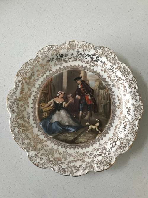 OLD FOLEY JAMES KENT LTD STAFFORDSHIRE MADE IN ENLAND NR 5224 WALL PLATE QUES OF LONDON SWEET ORANGE