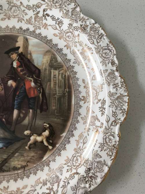 OLD FOLEY JAMES KENT LTD STAFFORDSHIRE MADE IN ENLAND NR 5224 WALL PLATE QUES OF LONDON SWEET ORANGE