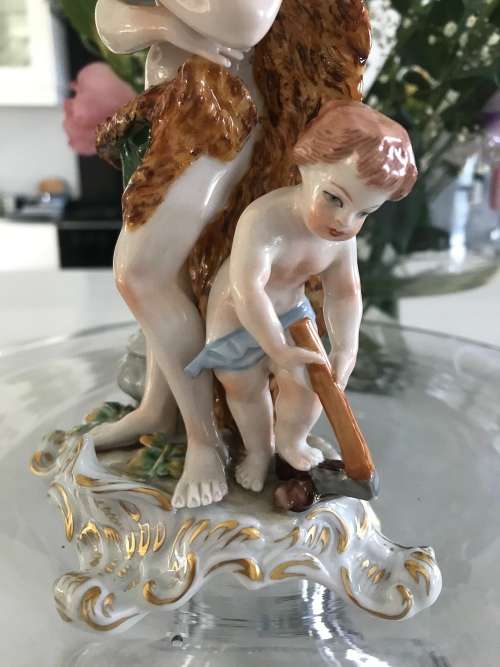 ANTIQUE!! Circa 1918 - ORIGINAL MARK - SITZENDORF `ALLEGORY OF WINTER` PORCELAIN FIGURE
