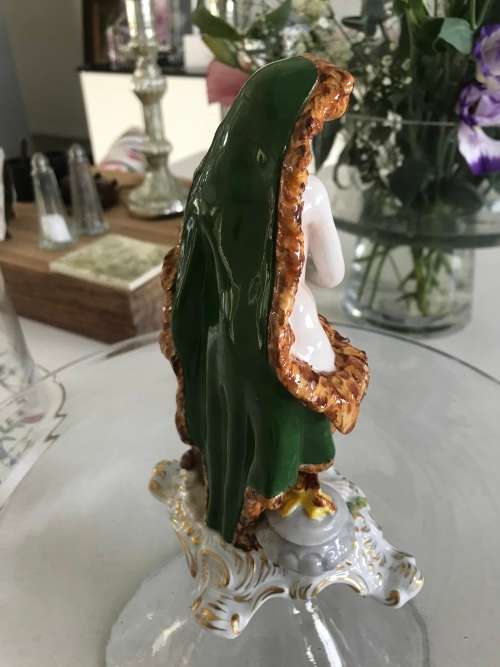 ANTIQUE!! Circa 1918 - ORIGINAL MARK - SITZENDORF `ALLEGORY OF WINTER` PORCELAIN FIGURE