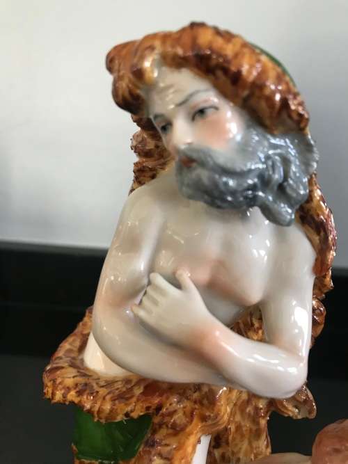 ANTIQUE!! Circa 1918 - ORIGINAL MARK - SITZENDORF `ALLEGORY OF WINTER` PORCELAIN FIGURE