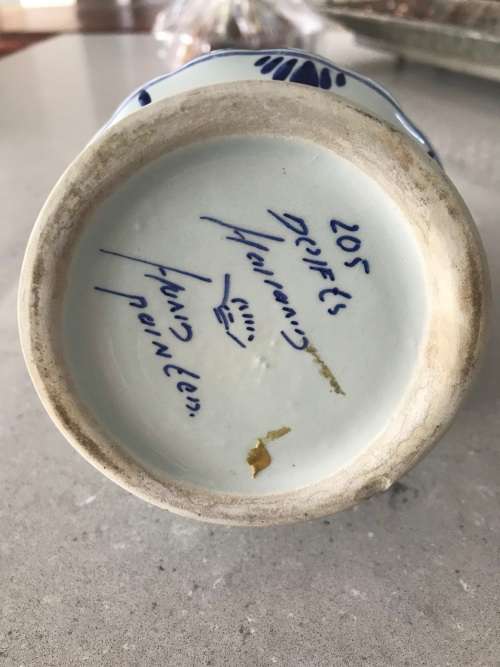 VINTAGE!! RARE DELFT BLUE JUG, MADE IN HOLLAND HAND PAINTED BLUE FLORAL PITCHER