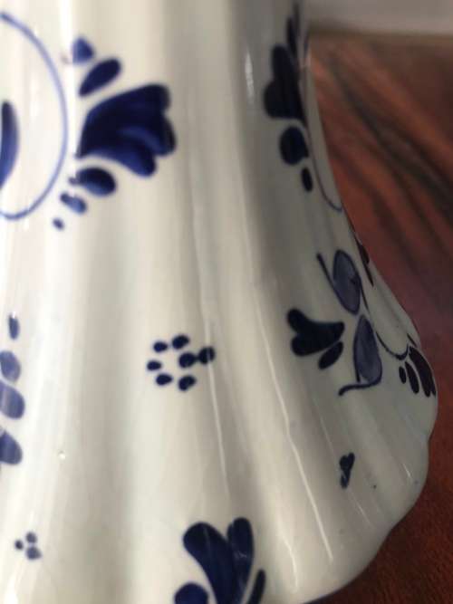 VINTAGE!! RARE DELFT BLUE JUG, MADE IN HOLLAND HAND PAINTED BLUE FLORAL PITCHER