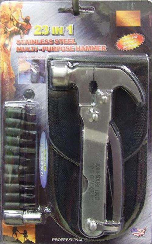 JOHN-BENZEN TOOLS *** 23 IN 1 *** STAINLESS STEEL MULTI-PURPOSE HAMMER