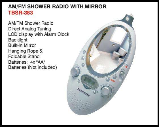 TELEFUNKEN *** AM/FM *** Shower Radio with Mirror