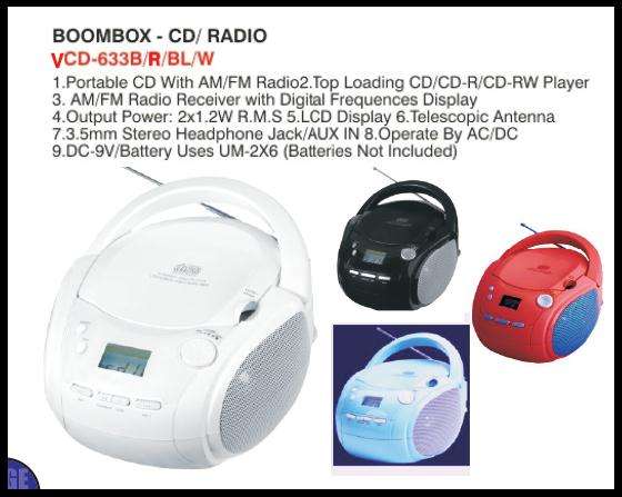 TELEFUNKEN *** Boombox *** Portable CD/Radio Player *** Available in Black, White, Red & Blue