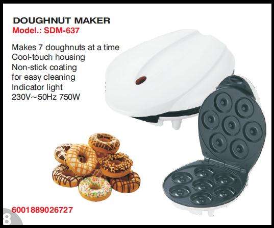 Sunbeam *** DOUGHNUT MAKER *** Makes 7 doughnuts at a time *** Cool-touch housing