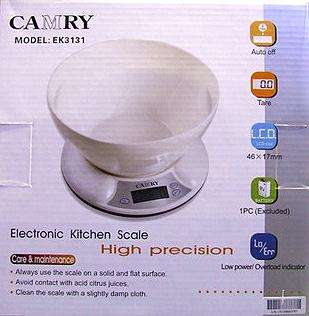 CAMRY Electronic Kitchen Scale ** Measures in grams, kilograms, pounds and ounces ** HIGH PRECISION