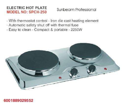 Sunbeam *** Electric Hot Plate *** Easy to clean *** Compact and portable *** 2250W *** CHROME