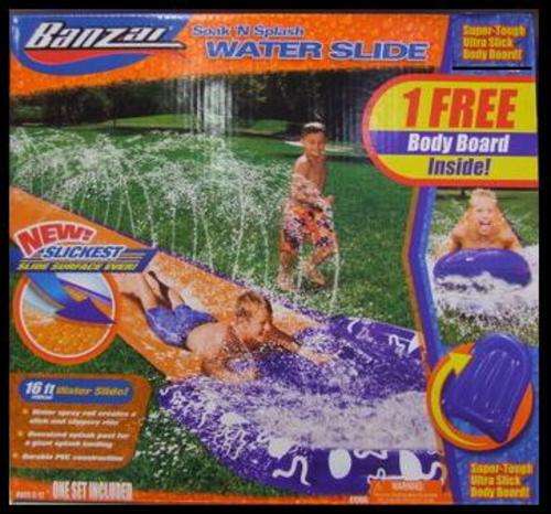 SOAK 'N SLASH WATER SLIDE with Body Board *** New Slickest Slide Surface *** Ages 5-12