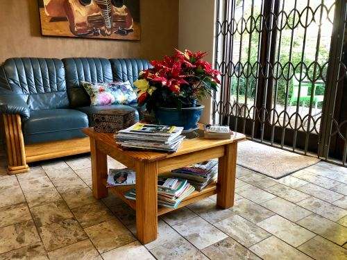 3-Piece Genuine Oak & Leather Lounge Suite (Petrol Blue)