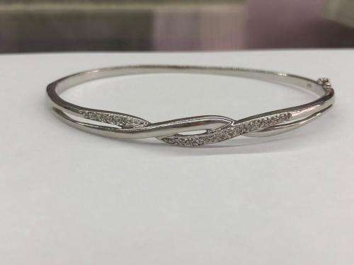 White Gold Infinity Bangle with Diamonds
